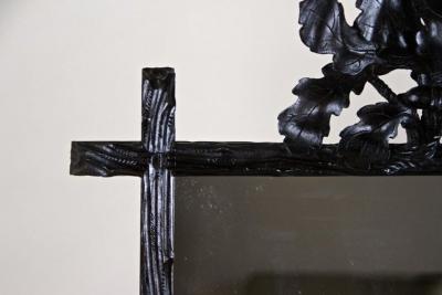 19th Century Rustic Black Forest Mirror With Oak Leaves Acorns AT ca 1870