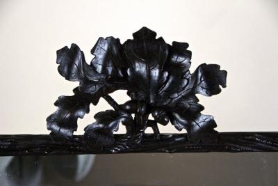 19th Century Rustic Black Forest Mirror With Oak Leaves Acorns AT ca 1870