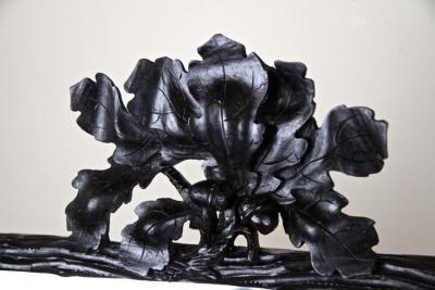 19th Century Rustic Black Forest Mirror With Oak Leaves Acorns AT ca 1870