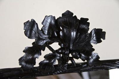 19th Century Rustic Black Forest Mirror With Oak Leaves Acorns AT ca 1870