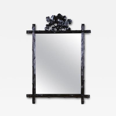 19th Century Rustic Black Forest Mirror With Oak Leaves Acorns AT ca 1870