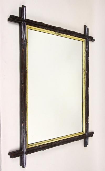 19th Century Rustic Black Forest Mirror with Gilt Inner Bars AT circa 1880
