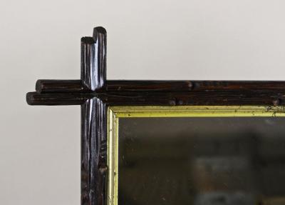 19th Century Rustic Black Forest Mirror with Gilt Inner Bars AT circa 1880