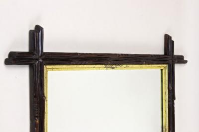 19th Century Rustic Black Forest Mirror with Gilt Inner Bars AT circa 1880