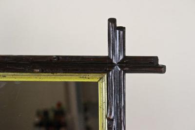 19th Century Rustic Black Forest Mirror with Gilt Inner Bars AT circa 1880