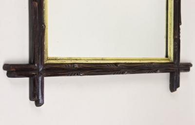 19th Century Rustic Black Forest Mirror with Gilt Inner Bars AT circa 1880