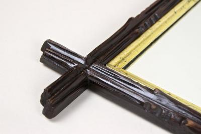 19th Century Rustic Black Forest Mirror with Gilt Inner Bars AT circa 1880