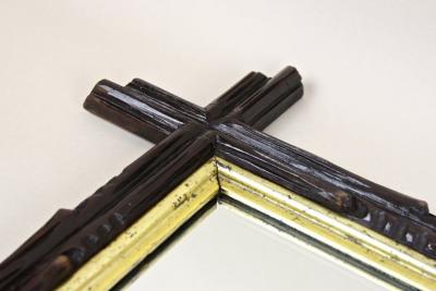 19th Century Rustic Black Forest Mirror with Gilt Inner Bars AT circa 1880