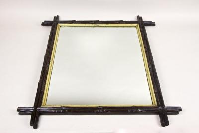 19th Century Rustic Black Forest Mirror with Gilt Inner Bars AT circa 1880