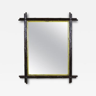 19th Century Rustic Black Forest Mirror with Gilt Inner Bars AT circa 1880