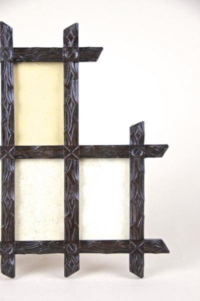 19th Century Rustic Black Forest Photo Frame Hand Carved AT circa 1880