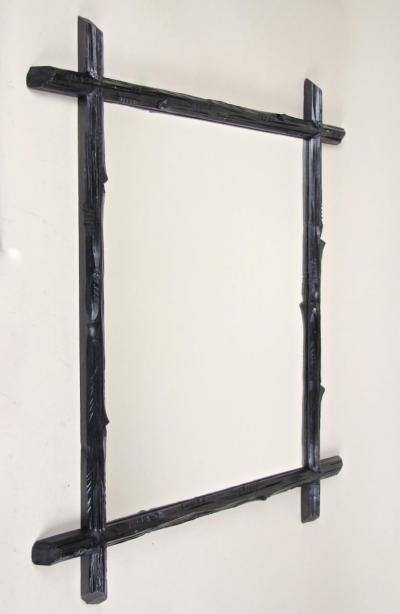 19th Century Rustic Black Forest Wall Mirror Basswood Austria circa 1880