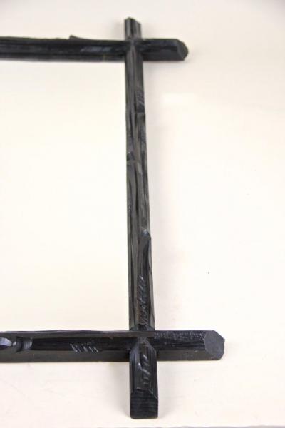 19th Century Rustic Black Forest Wall Mirror Basswood Austria circa 1880