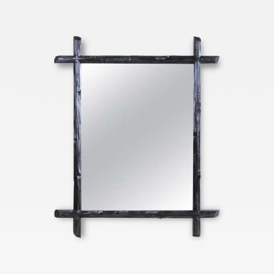 19th Century Rustic Black Forest Wall Mirror Basswood Austria circa 1880