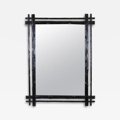 19th Century Rustic Black Forest Wall Mirror Double Framed AT circa 1880