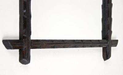 19th Century Rustic Black Forest Wall Mirror Hand Carved Austria circa 1880
