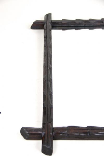 19th Century Rustic Black Forest Wall Mirror Hand Carved Austria circa 1880