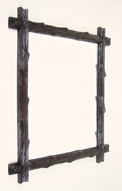 19th Century Rustic Black Forest Wall Mirror Hand Carved Austria circa 1880