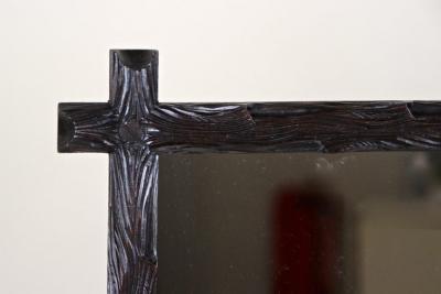 19th Century Rustic Black Forest Wall Mirror Hand Carved Austria circa 1880