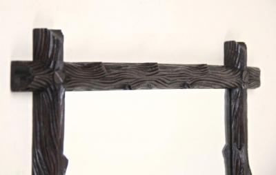 19th Century Rustic Black Forest Wall Mirror Hand Carved Austria circa 1880