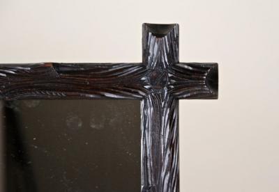 19th Century Rustic Black Forest Wall Mirror Hand Carved Austria circa 1880