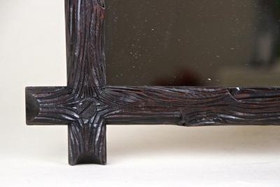 19th Century Rustic Black Forest Wall Mirror Hand Carved Austria circa 1880