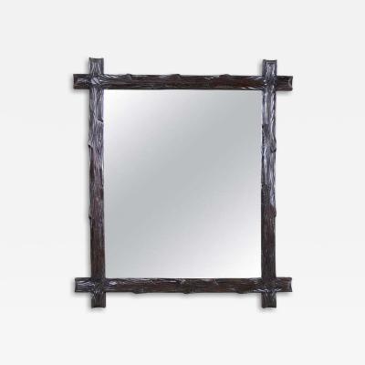 19th Century Rustic Black Forest Wall Mirror Hand Carved Austria circa 1880