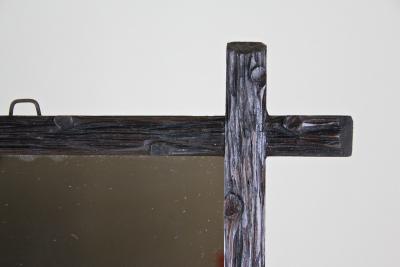 19th Century Rustic Black Forest Wall Mirror Hand Carved Austria circa 1880