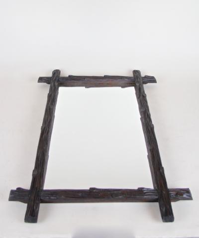 19th Century Rustic Black Forest Wall Mirror Hand Carved Austria circa 1880