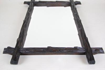 19th Century Rustic Black Forest Wall Mirror Hand Carved Austria circa 1880