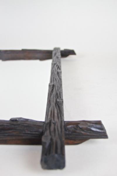 19th Century Rustic Black Forest Wall Mirror Hand Carved Austria circa 1880