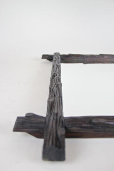 19th Century Rustic Black Forest Wall Mirror Hand Carved Austria circa 1880