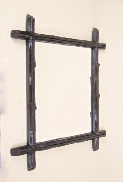 19th Century Rustic Black Forest Wall Mirror Hand Carved Austria circa 1880