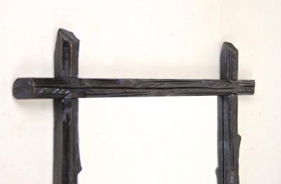 19th Century Rustic Black Forest Wall Mirror Hand Carved Austria circa 1880