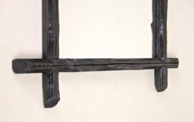 19th Century Rustic Black Forest Wall Mirror Hand Carved Austria circa 1880