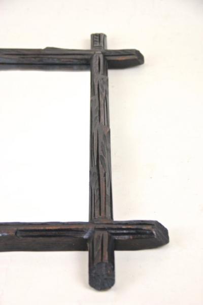 19th Century Rustic Black Forest Wall Mirror Hand Carved Austria circa 1880