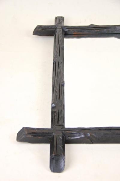 19th Century Rustic Black Forest Wall Mirror Hand Carved Austria circa 1880