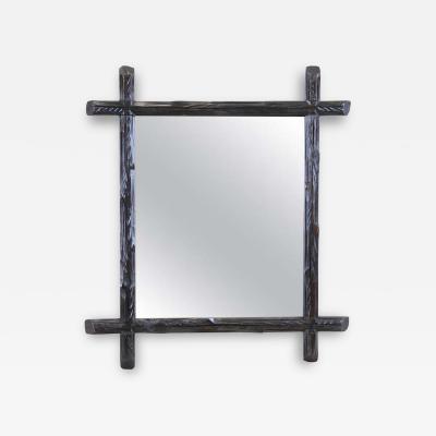 19th Century Rustic Black Forest Wall Mirror Hand Carved Austria circa 1880