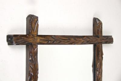 19th Century Rustic Black Forest Wall Mirror Tree Trunk Design AT ca 1880