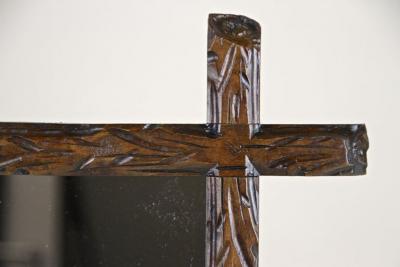 19th Century Rustic Black Forest Wall Mirror Tree Trunk Design AT ca 1880