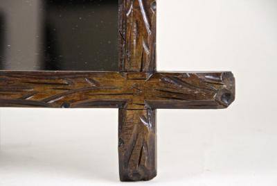 19th Century Rustic Black Forest Wall Mirror Tree Trunk Design AT ca 1880