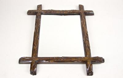 19th Century Rustic Black Forest Wall Mirror Tree Trunk Design AT ca 1880
