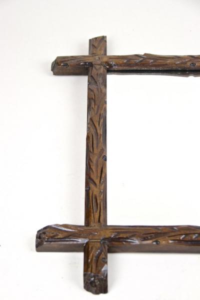 19th Century Rustic Black Forest Wall Mirror Tree Trunk Design AT ca 1880