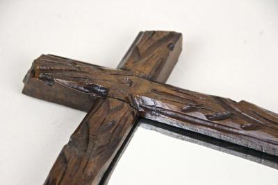 19th Century Rustic Black Forest Wall Mirror Tree Trunk Design AT ca 1880