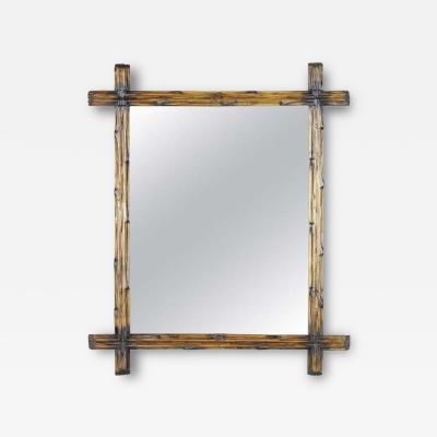 19th Century Rustic Black Forest Wall Mirror with Black Accents AT circa 1890