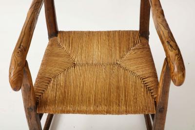 19th Century Rustic French Chair with Straw Seat