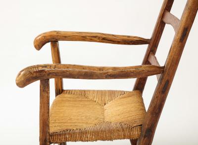19th Century Rustic French Chair with Straw Seat