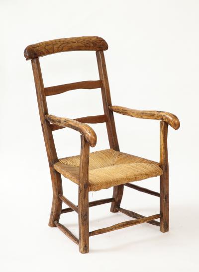 19th Century Rustic French Chair with Straw Seat