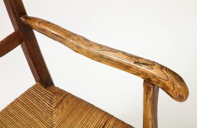 19th Century Rustic French Chair with Straw Seat