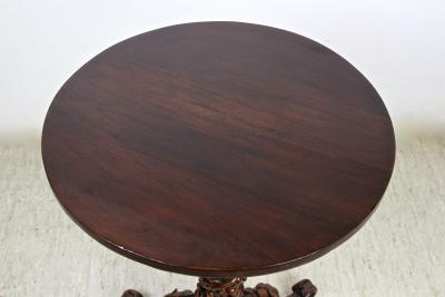 19th Century Rustic Side Table With Leaves Grapes Handcarved AT ca 1880